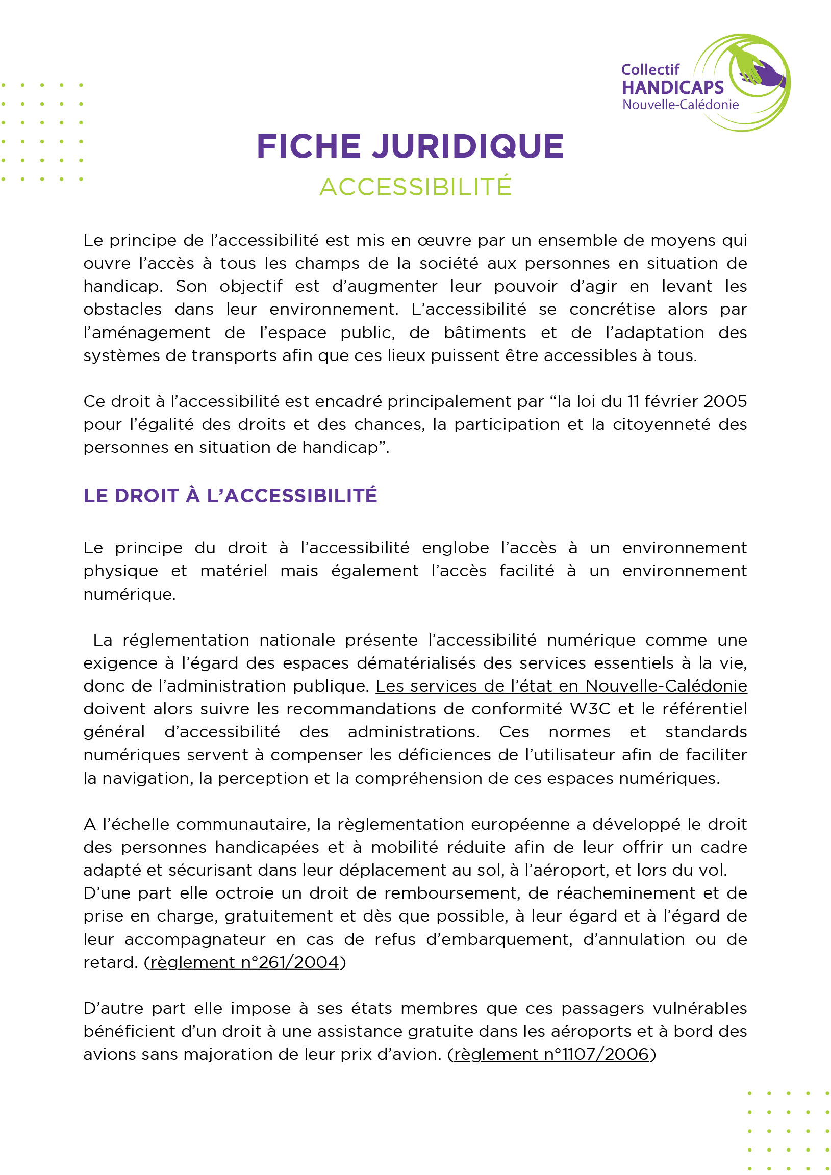 Fiche Juridique Accessibilité